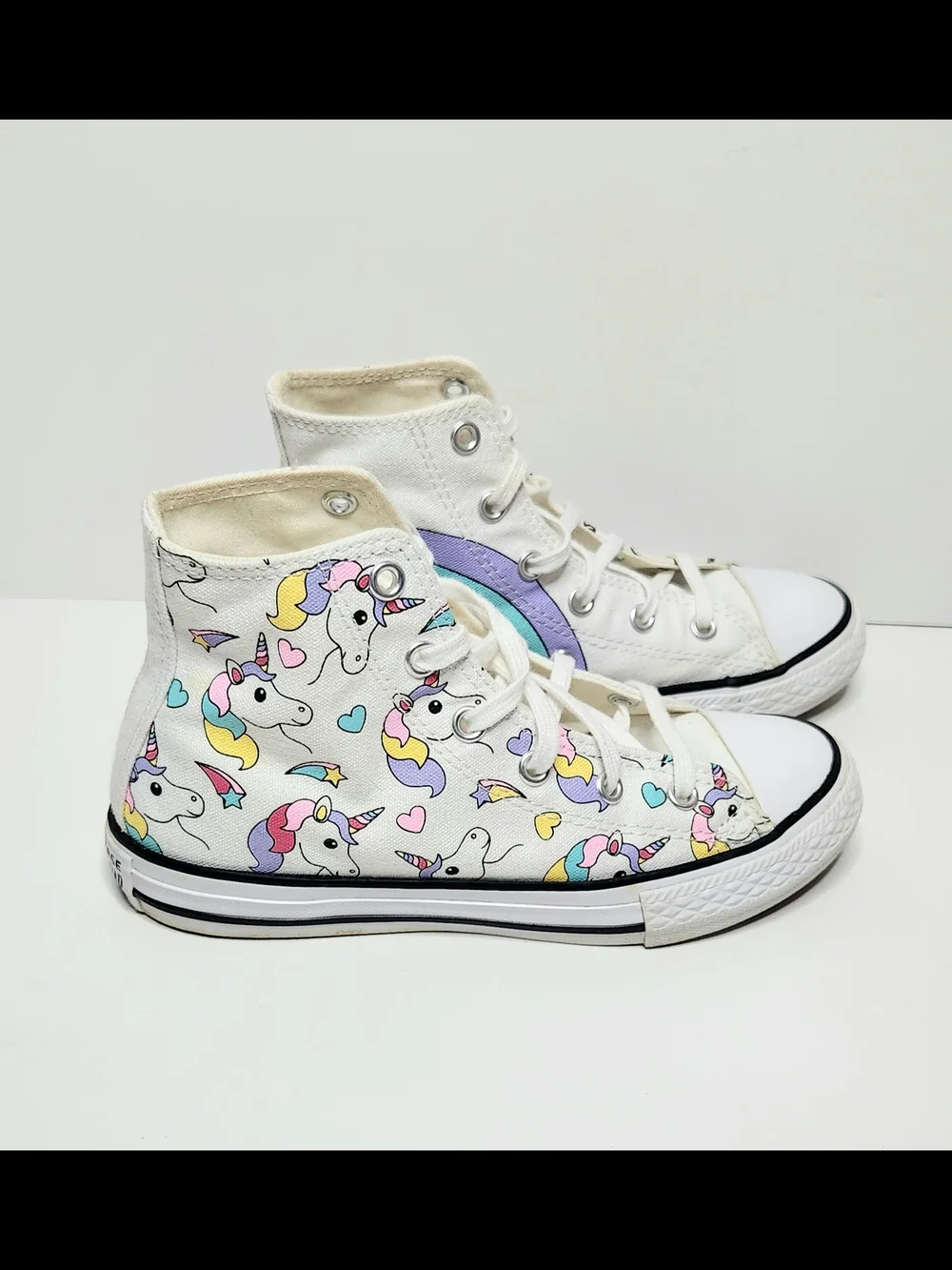 Converse White Hi-Top Unicorn & Rainbow Sneakers